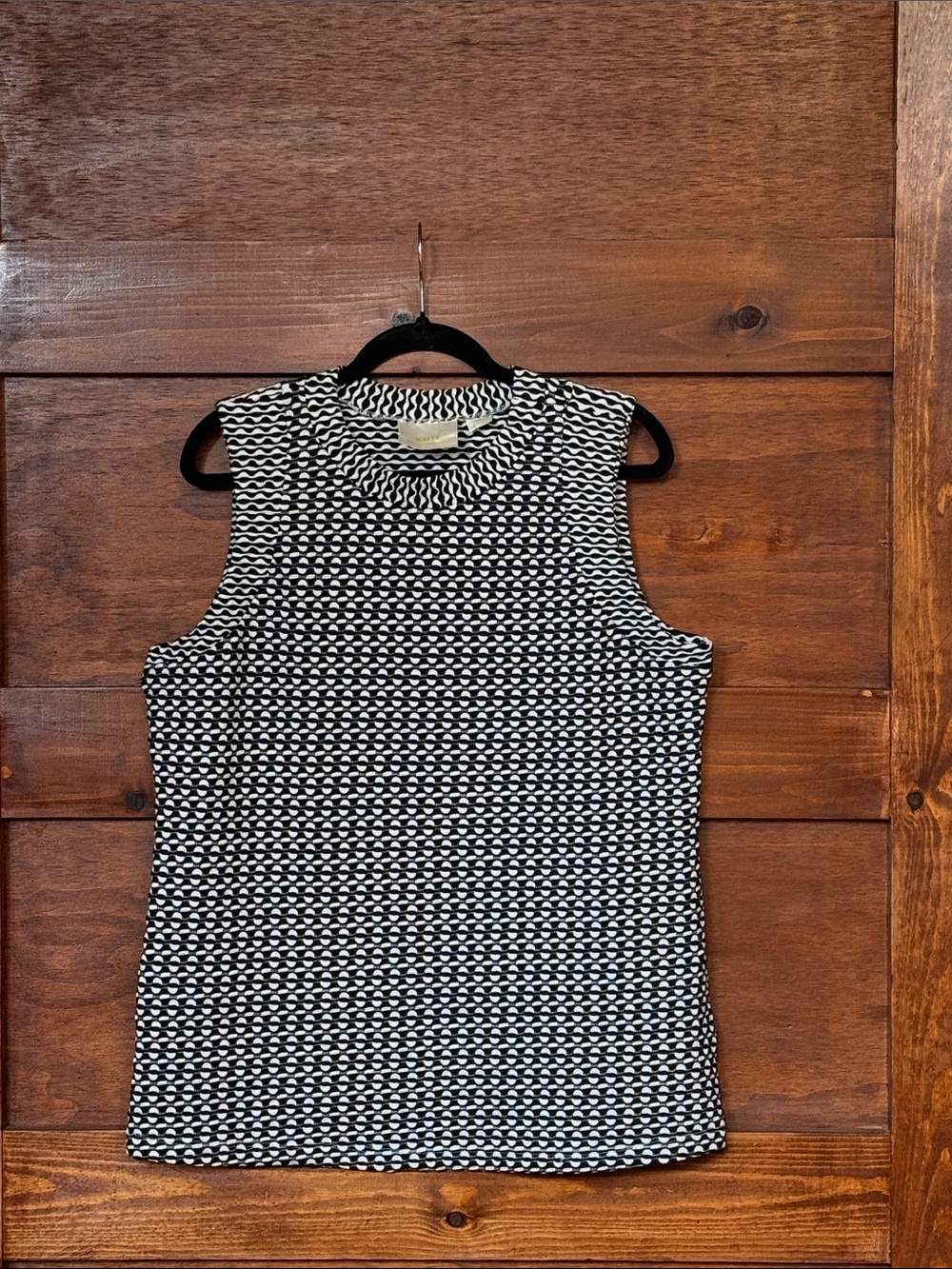 Maeve Anthropologie Black and White Textured Sleeveless Tank - Size XL